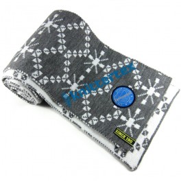 Woven Badged Melange Gray Jacquard Knit Scarf Woven Badged Melange Gray Jacquard Knit Scarf