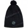 Melange Like Woven Badged Two Colored Bobble Hat