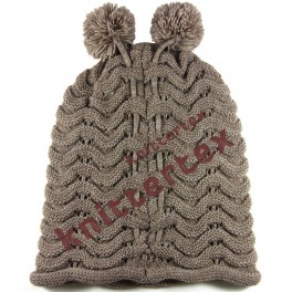 Corded Puffy Wave Striped Knit Slouchy Beanie