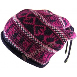 Fashionable Fair Isle Patterned Corded Slouchy Beanie