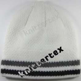 Striped White Beanie