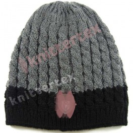 Cable Knit Plastic Badged Beanie