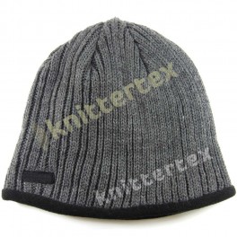 Fleece Lined Ribbed Gray Beanie