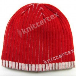 Hidden White Color Ribbed Beanie