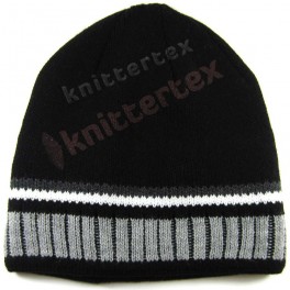 Partial Chunky Ribbed Black Beanie