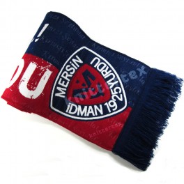 Crest and Text Patterned Woven Scarf