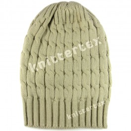 Cable Knit Cream Slouchy Beanie