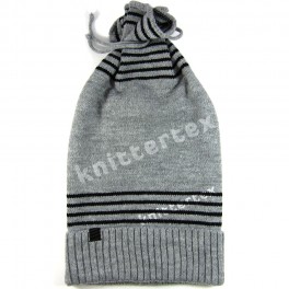 Corded Soft Touch Light Gray Slouchy Beanie