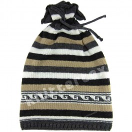 Corded Multi Color Striped Slouchy Beanie